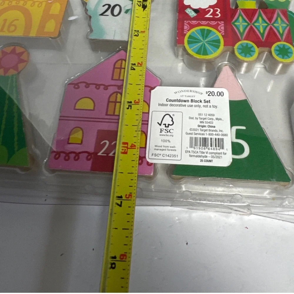 Wondershop Countdown Block Set Christmas Wood Advent Calendar 25pc MulticolorNEW